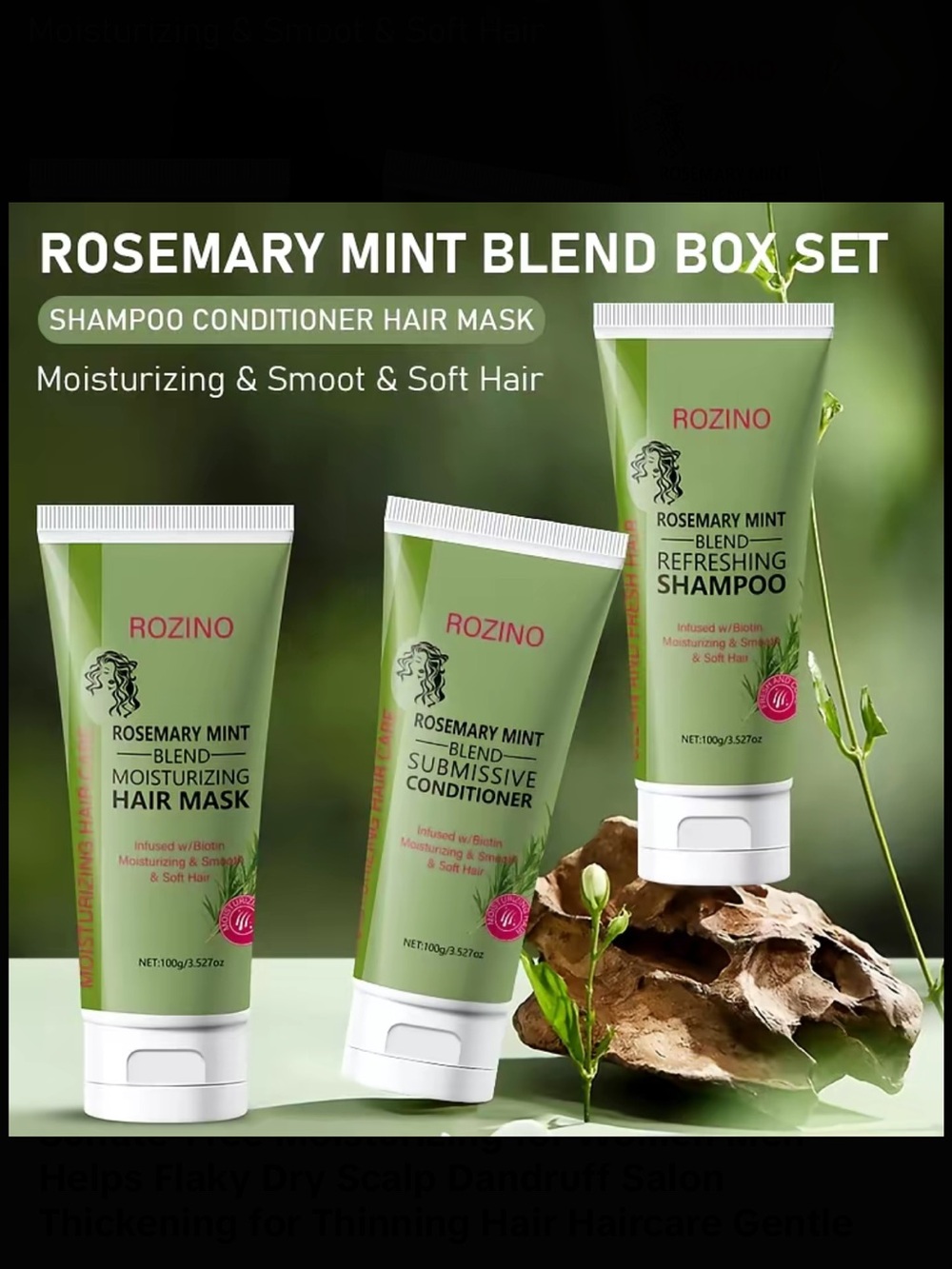 Rozino Rosemary Mint Blend Hair Mask Shampoo & Conditioner Set